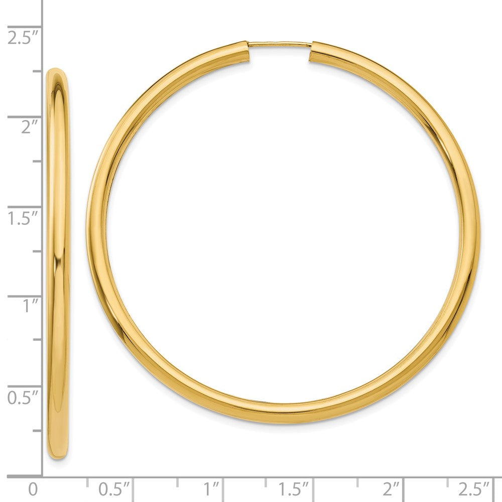 10k Yellow Gold 55 mm Polished Endless Tube Hoop Earrings (3.64 grams)