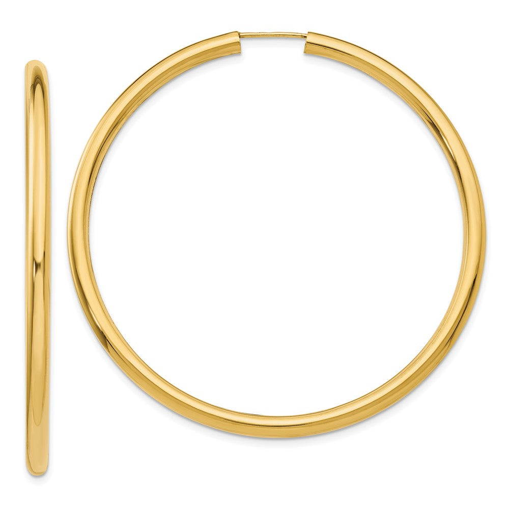 10k Yellow Gold 55 mm Polished Endless Tube Hoop Earrings (3.64 grams)