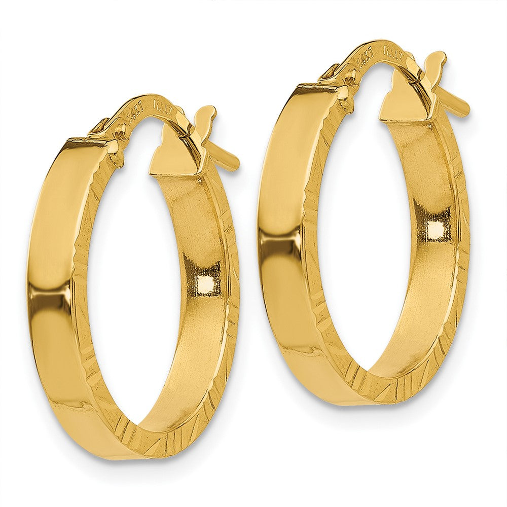 10k Yellow Gold 18.75 mm Diamond Cut Edge Polished Hoop Earrings (1.02 grams)