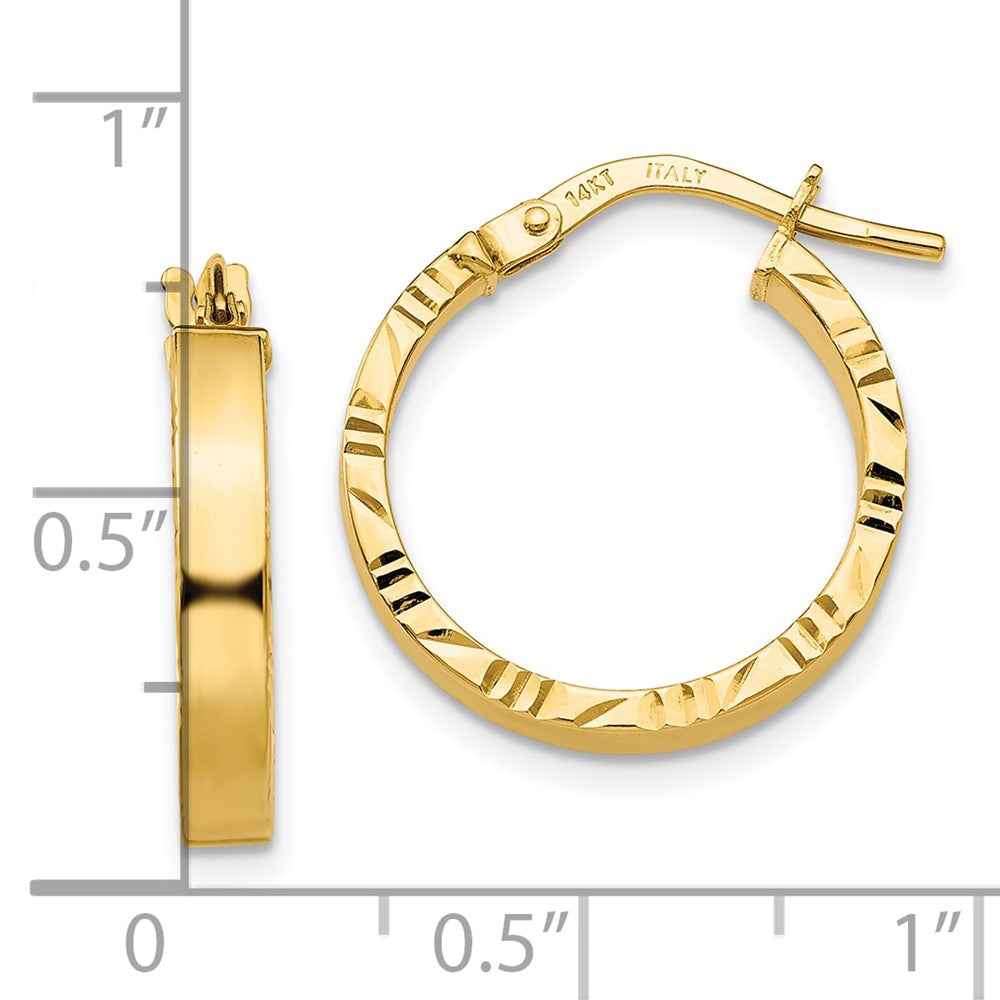 10k Yellow Gold 18.75 mm Diamond Cut Edge Polished Hoop Earrings (1.02 grams)