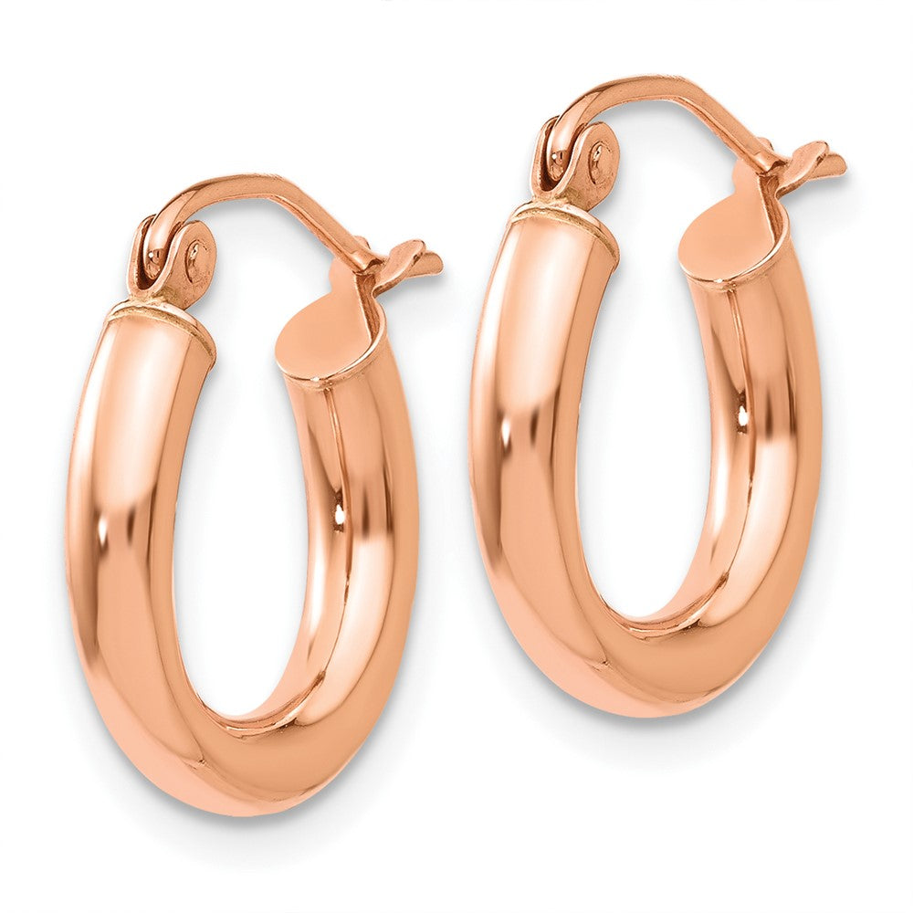 10k Rose Gold 3 mm Polished Hoop Earrings (1.01 grams)