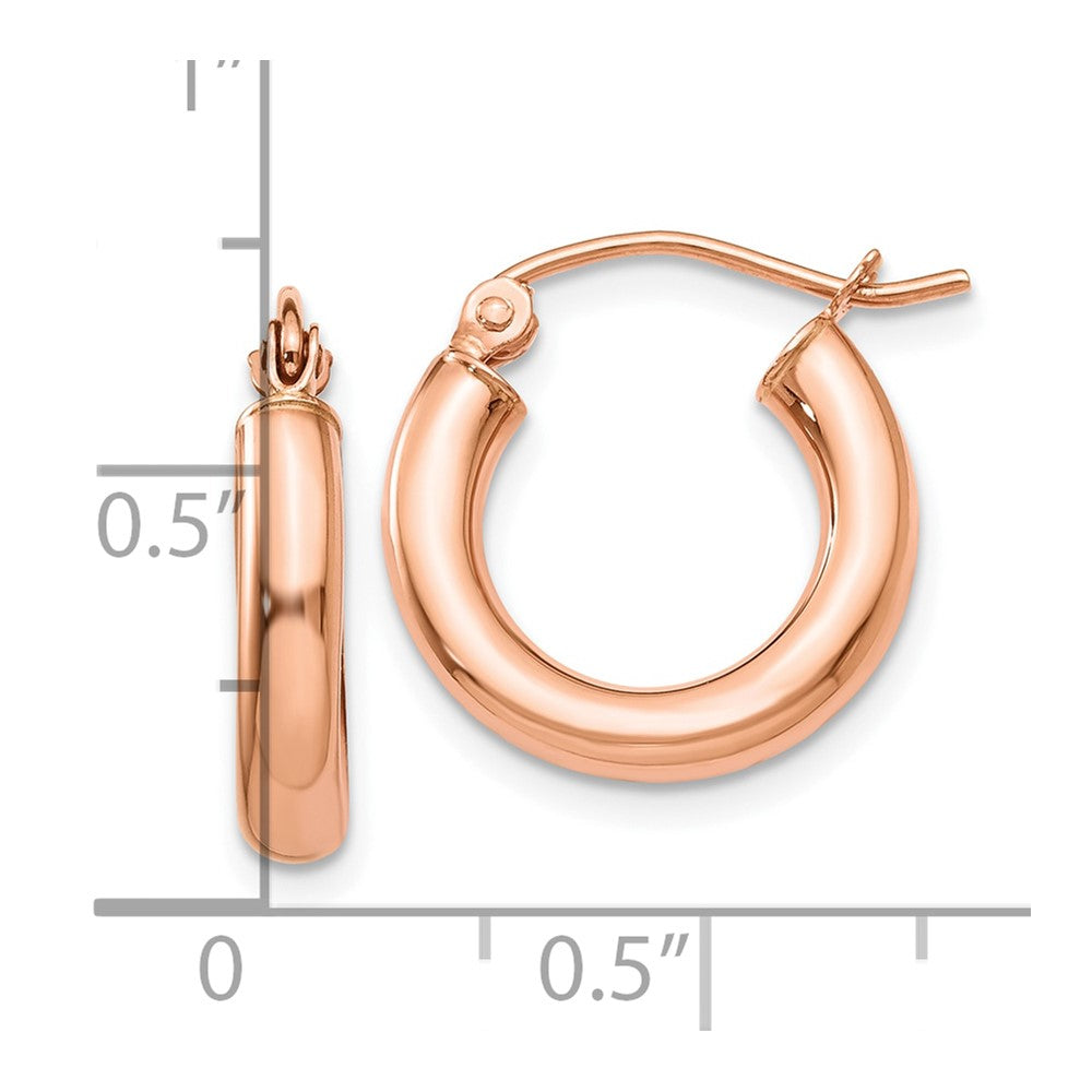 10k Rose Gold 3 mm Polished Hoop Earrings (1.01 grams)