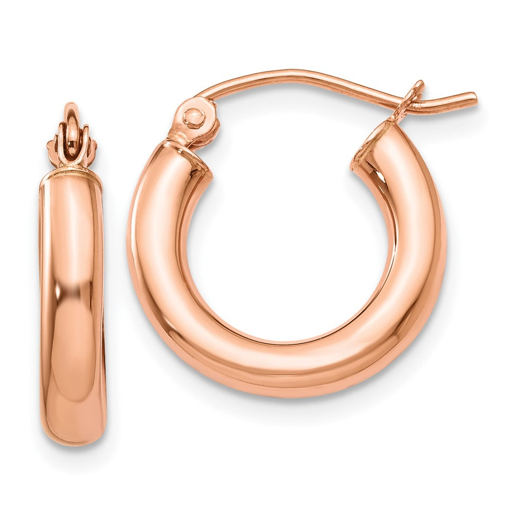 10k Rose Gold 3 mm Polished Hoop Earrings (1.01 grams)