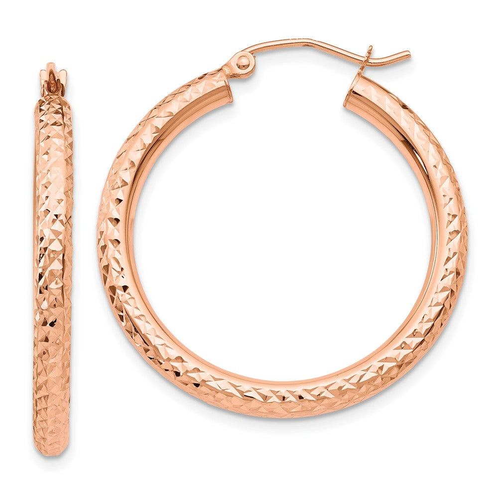 10k Rose Gold 3 mm Round Hoop Earrings (2.15 grams)