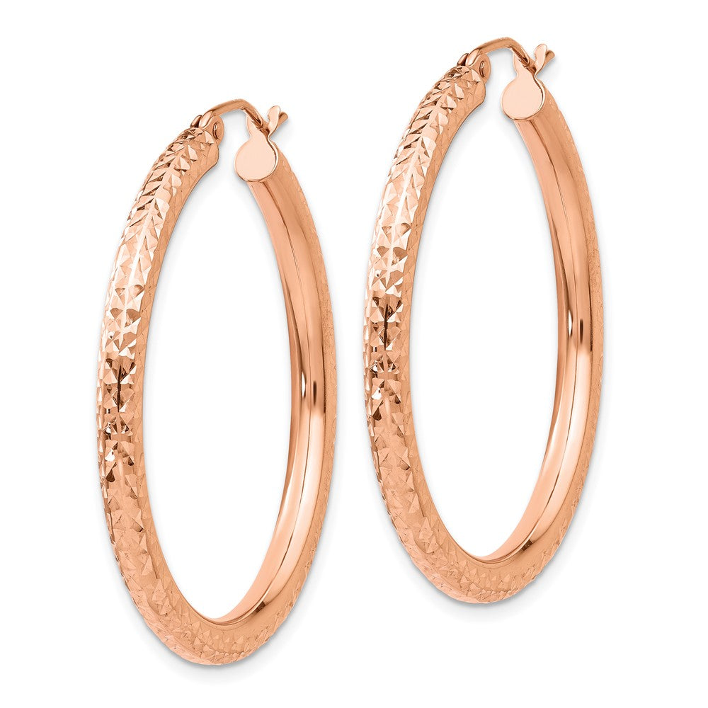 10k Rose Gold 3 mm Round Hoop Earrings (2.55 grams)