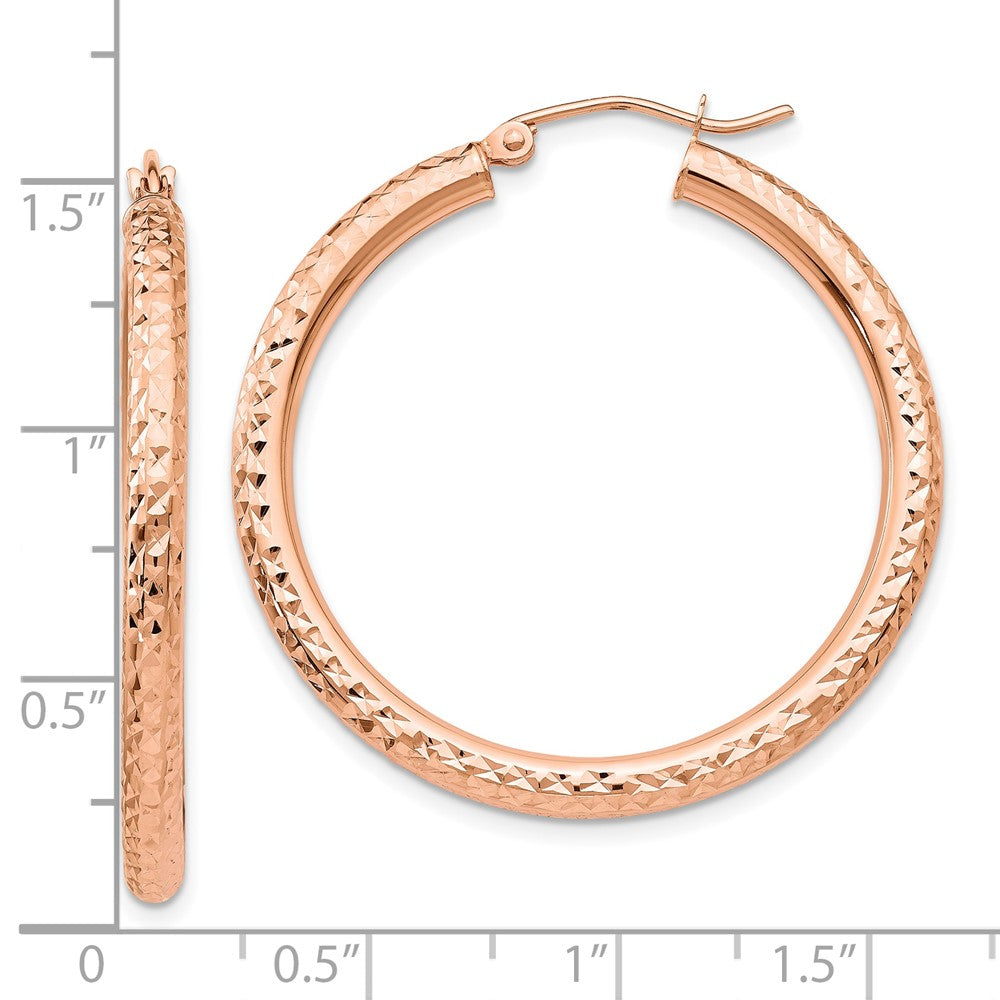 10k Rose Gold 3 mm Round Hoop Earrings (2.55 grams)