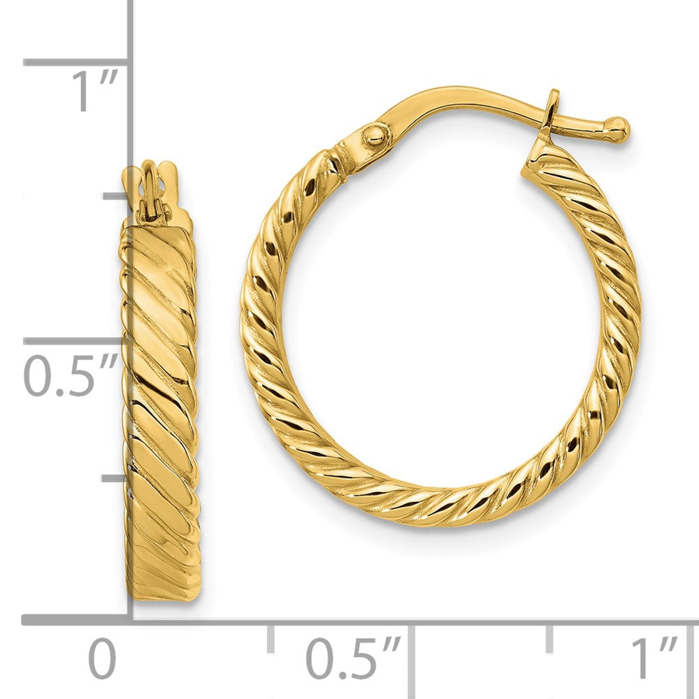 10k Yellow Gold 20 mm Patterned Hoop Earrings (1.51 grams)