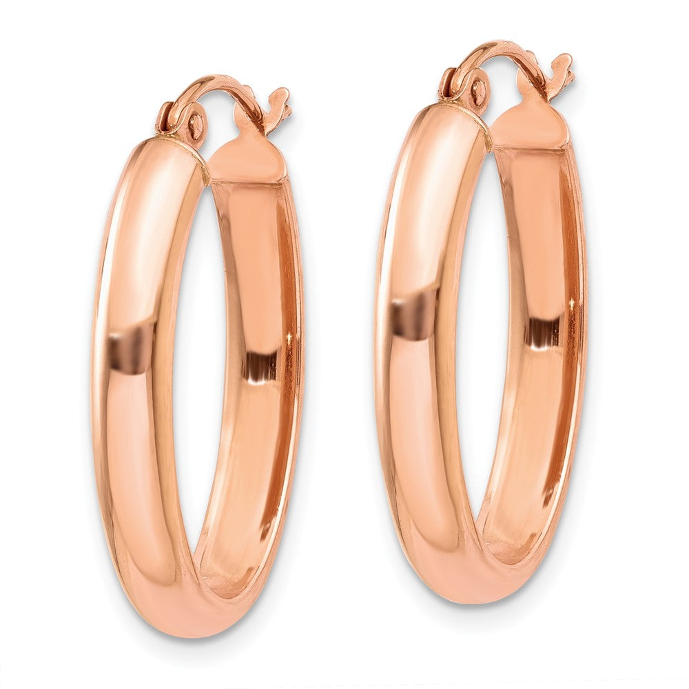 10k Rose Gold 4 mm Polished Half-Round Oval Hoop Earrings (1.32 grams)