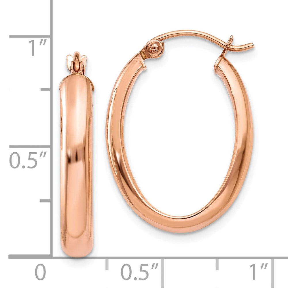 10k Rose Gold 4 mm Polished Half-Round Oval Hoop Earrings (1.32 grams)