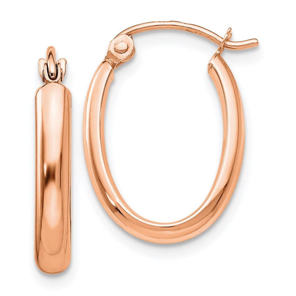 10k Rose Gold 3.75 mm Polished Half-Round Oval Hoop Earrings (0.86 grams)