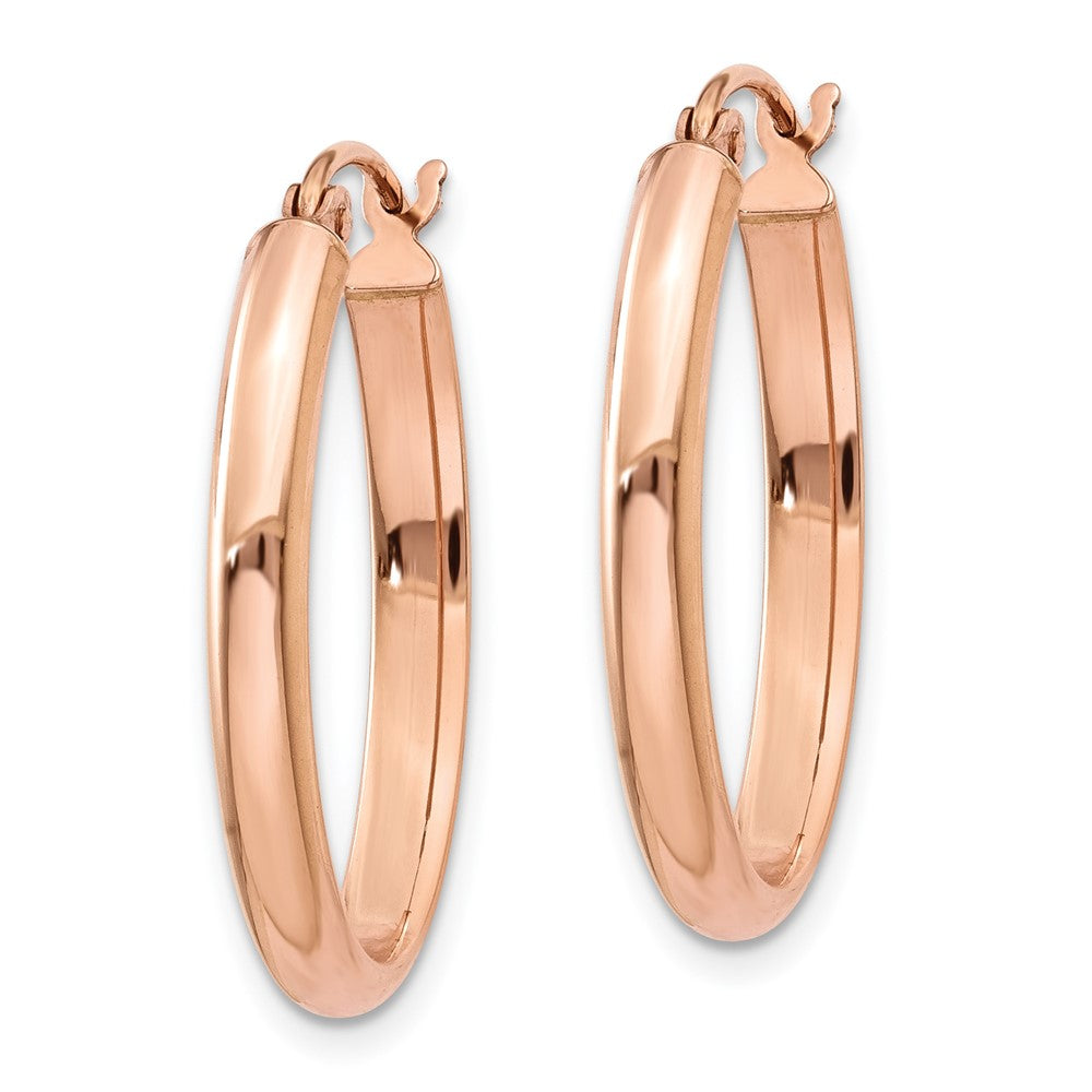 10k Rose Gold 3 mm Polished Half-Round Oval Hoop Earrings (1.12 grams)