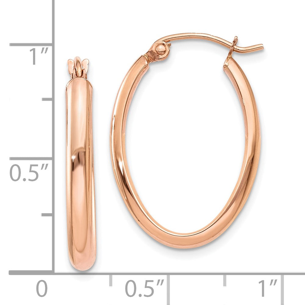 10k Rose Gold 3 mm Polished Half-Round Oval Hoop Earrings (1.12 grams)