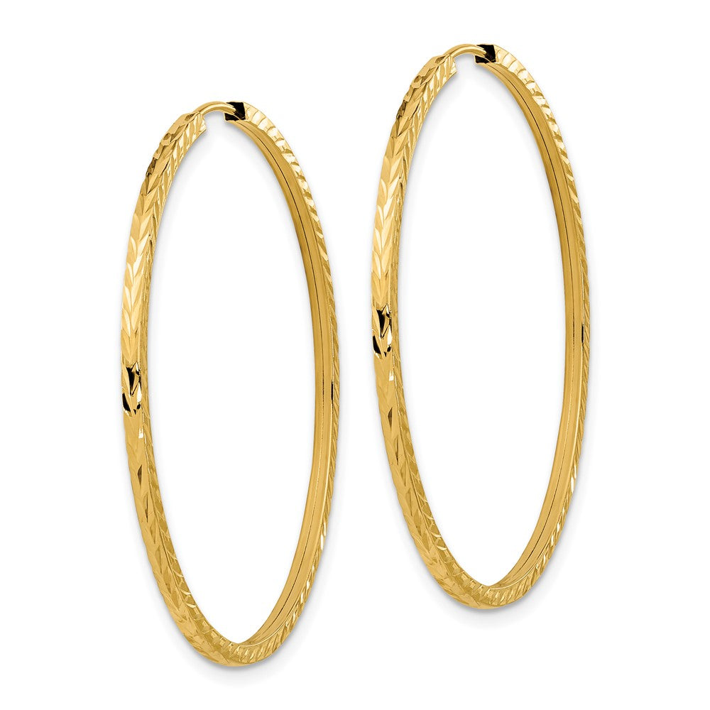 10k Yellow Gold 40 mm Diamond-cut Square Tube Endless Hoop Earrings (1.55 grams)