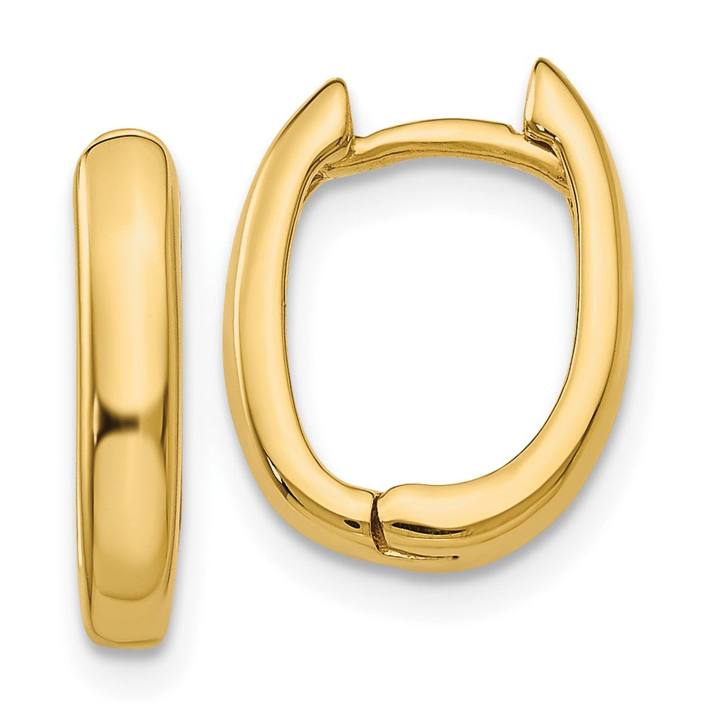 10k Yellow Gold 3 mm Oval Hinged Hoop Earrings