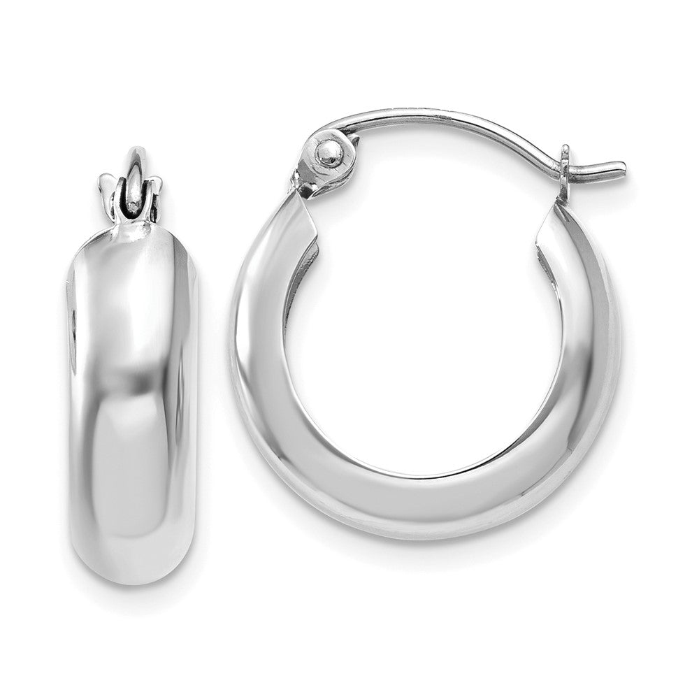 10k White Gold 4.75 mm Round Hoop Earrings (1.19 grams)