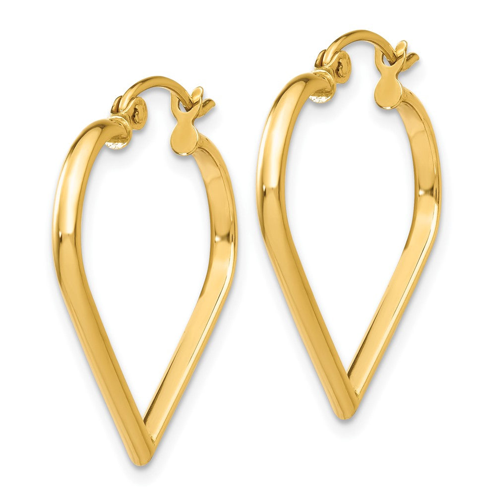 10k Yellow Gold 2 mm Heart Hoop Earrings (1.1 grams)