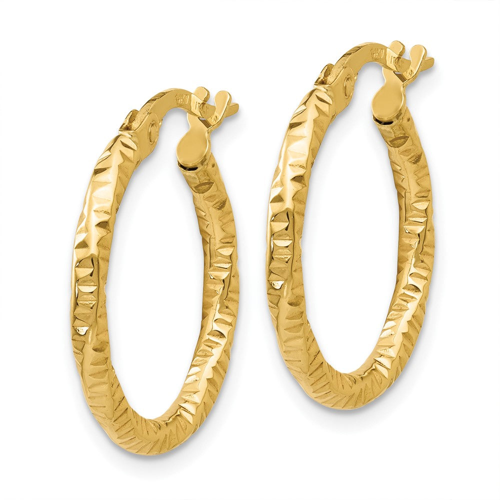 10k Yellow Gold 19 mm Polished and Textured Hoop Earrings (0.84 grams)