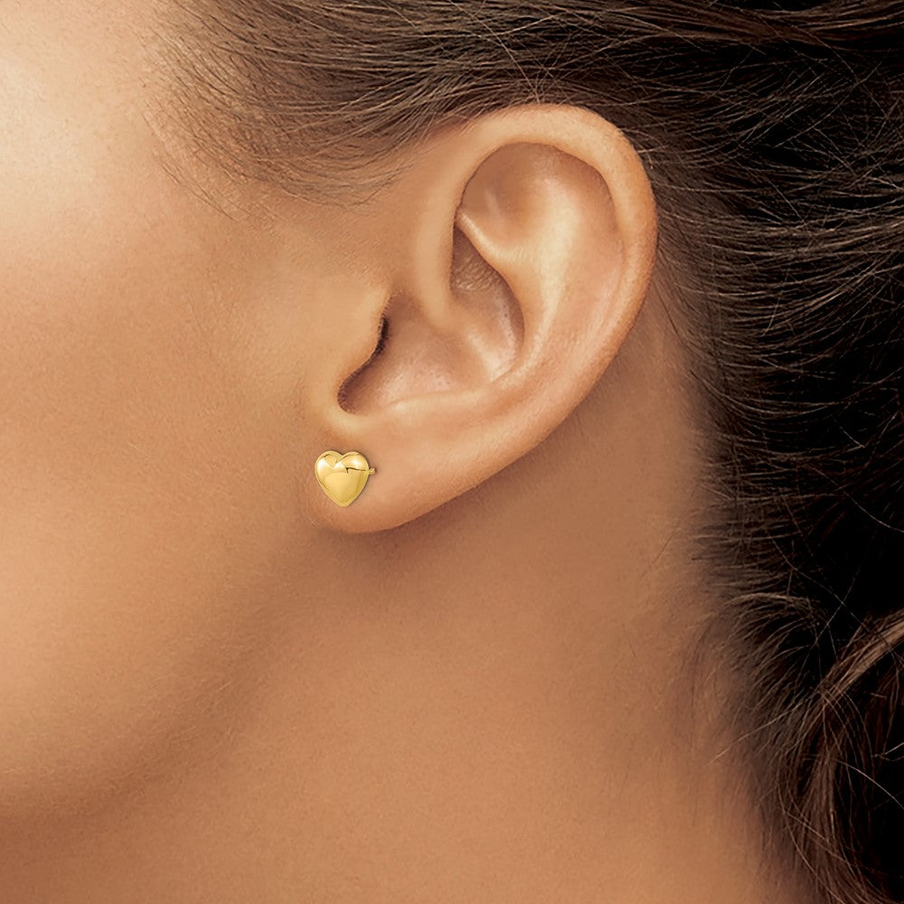 10k Yellow Gold 8.6 mm Gold Polished Heart Post Earrings (0.76 grams)