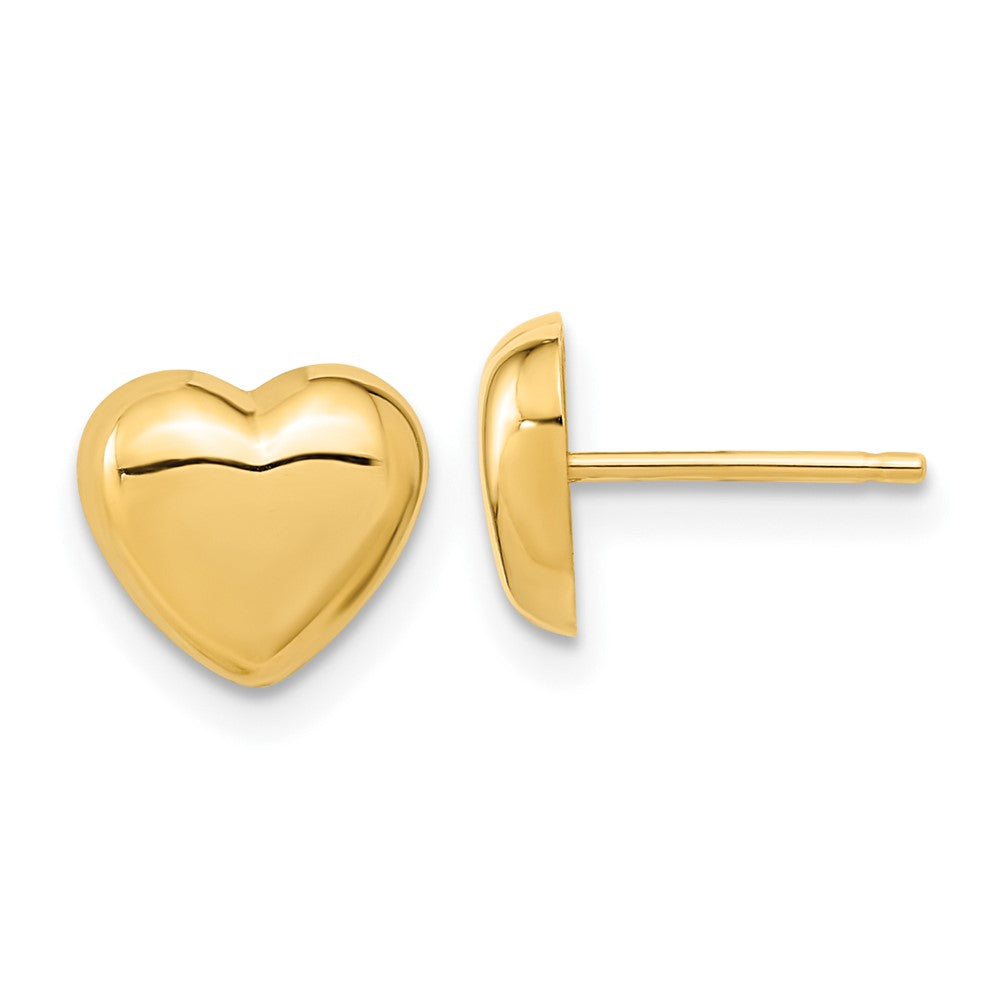 10k Yellow Gold 8.6 mm Gold Polished Heart Post Earrings (0.76 grams)