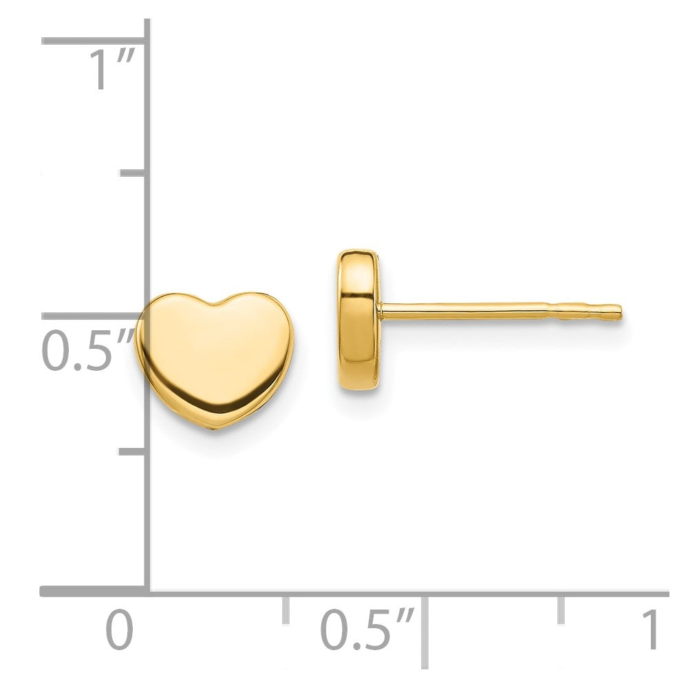 10k Yellow Gold 7.35 mm Polished Heart Post Earrings (0.78 grams)