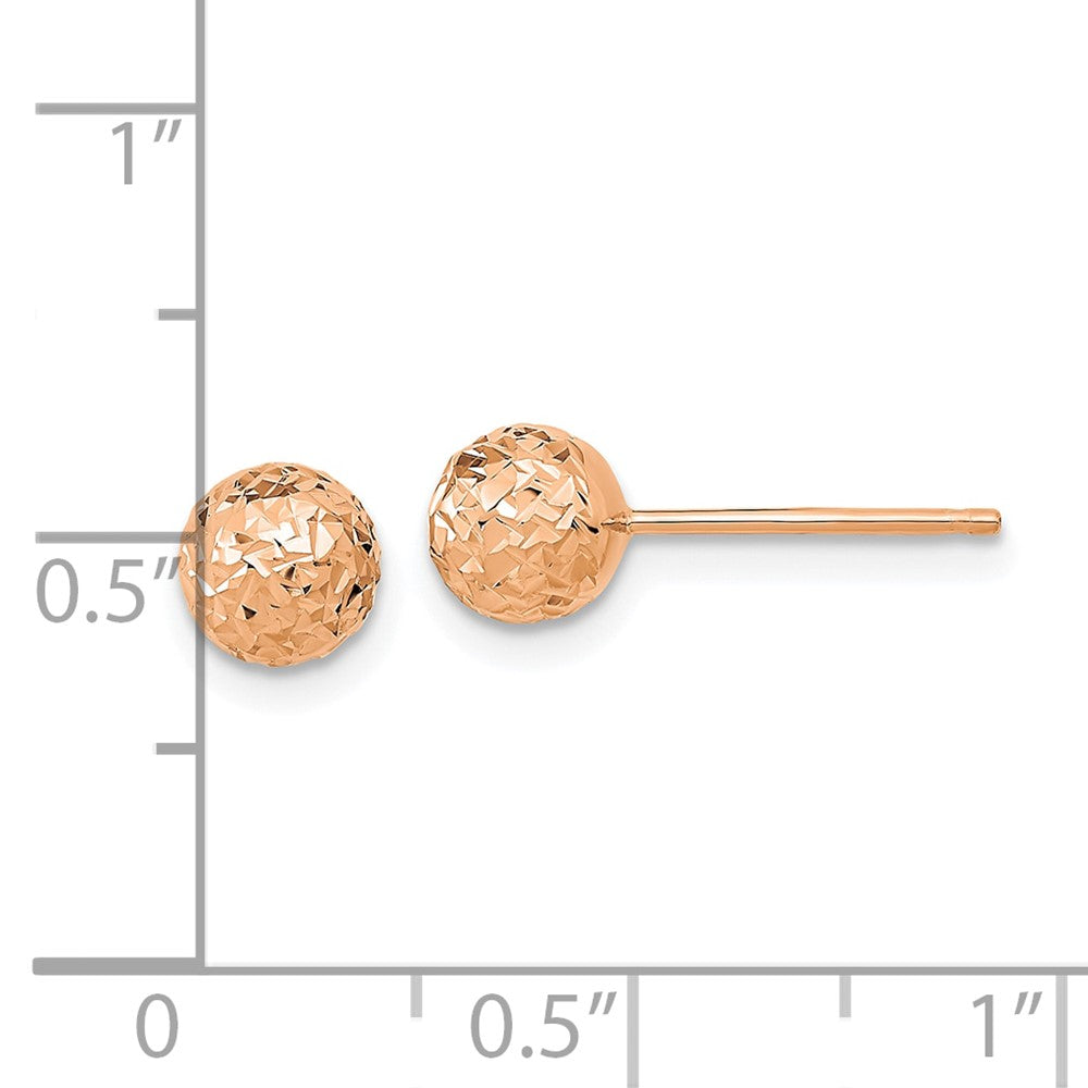 10k Rose Gold 6 mm Diamond-Cut Ball Post Earrings (0.74 grams)