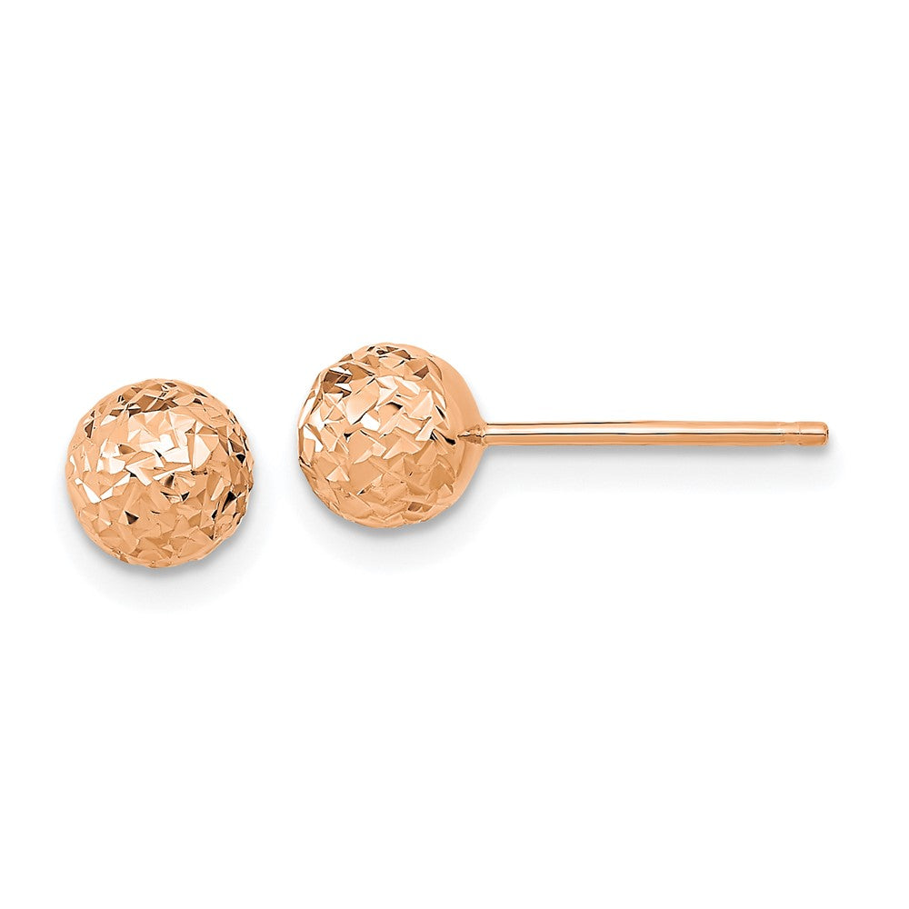 10k Rose Gold 6 mm Diamond-Cut Ball Post Earrings (0.74 grams)