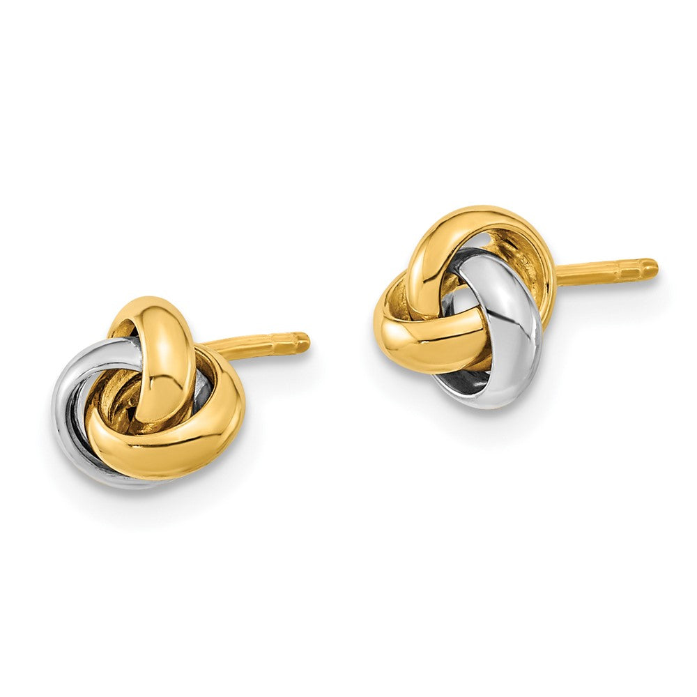 10k Two-tone 6.5 mm Two-Tone Polished Love Knot Post Earrings (0.88 grams)