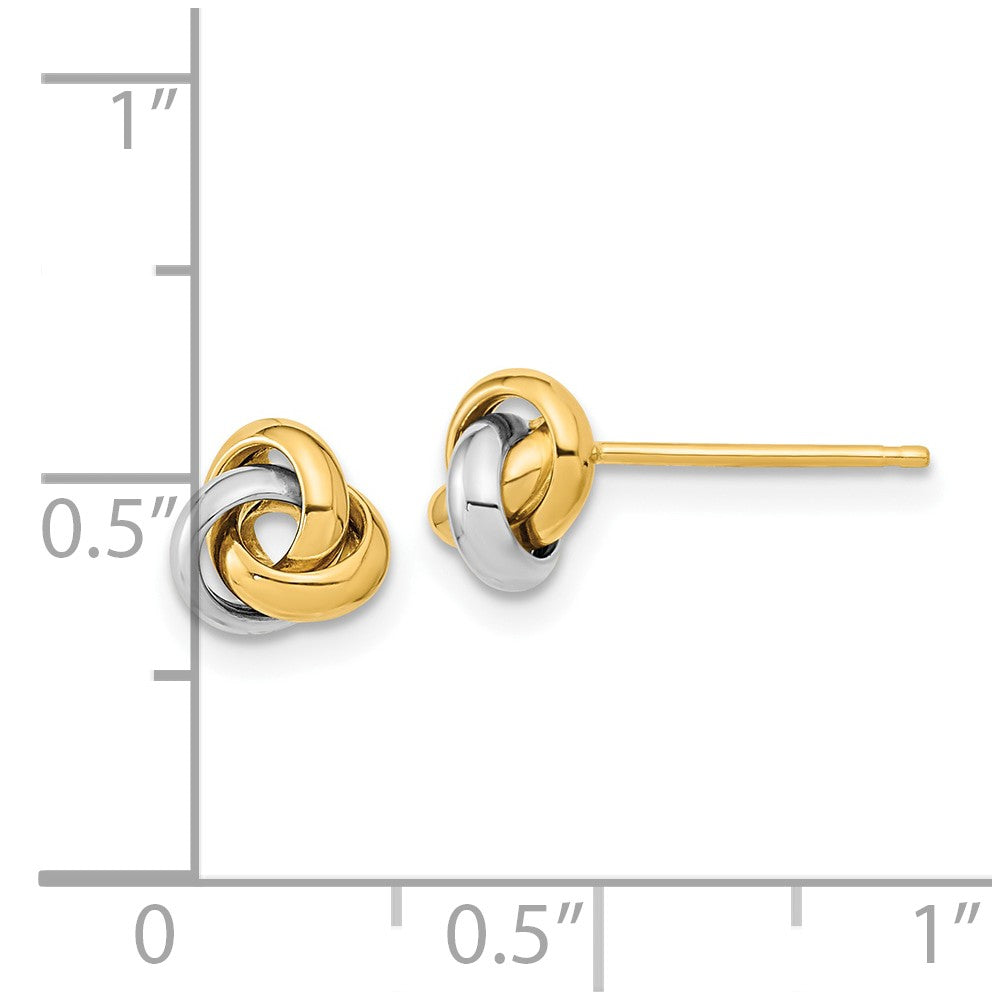 10k Two-tone 6.5 mm Two-Tone Polished Love Knot Post Earrings (0.88 grams)