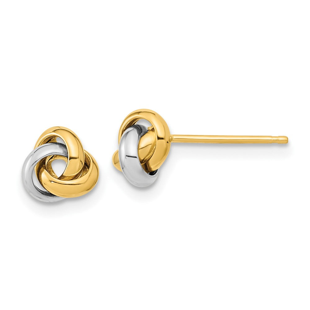 10k Two-tone 6.5 mm Two-Tone Polished Love Knot Post Earrings (0.88 grams)