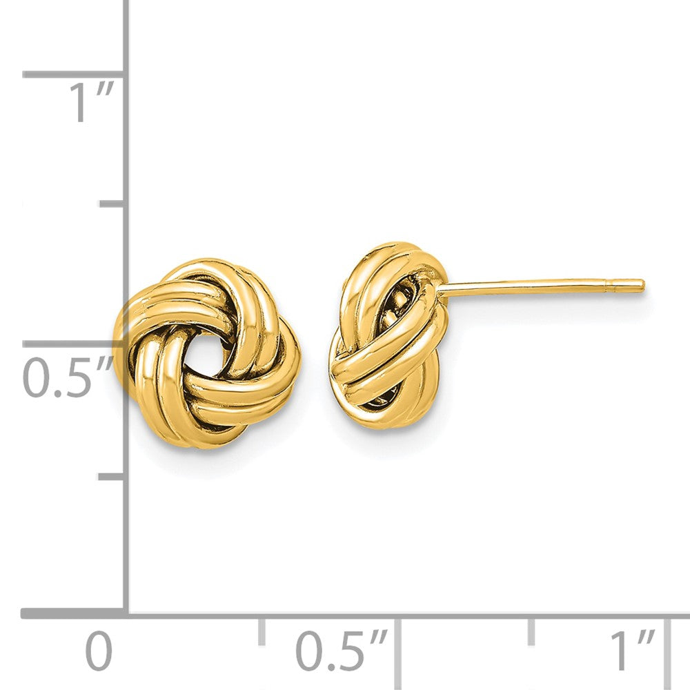 10k Yellow Gold 9 mm Polished Double Love Knot Post Earrings (0.75 grams)