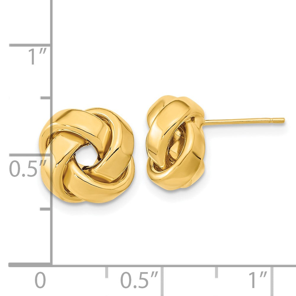 10k Yellow Gold 12 mm Polished Love Knot Post Earrings (1.4 grams)