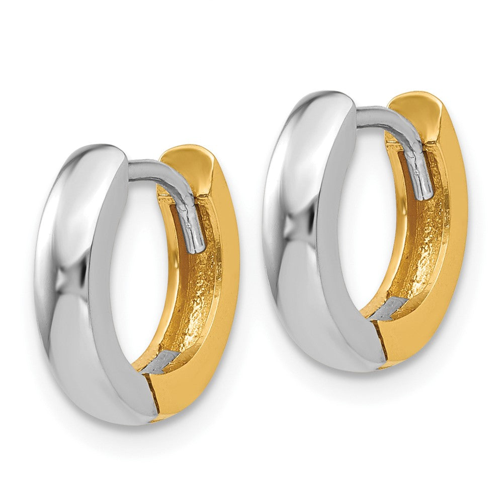 10k Two-tone 2.5 mm Round Hinged Hoop Earrings (1.86 grams)