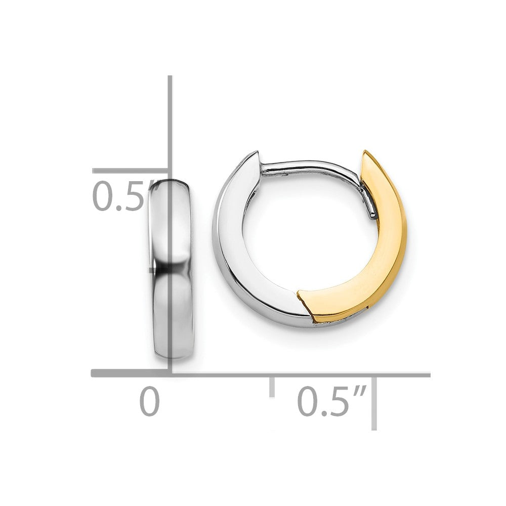 10k Two-tone 2.5 mm Round Hinged Hoop Earrings (1.86 grams)