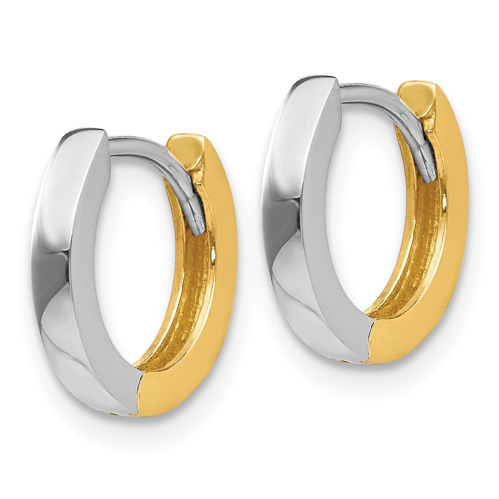 10k Two-tone 2 mm Round Hinged Hoop Earrings (1.23 grams)