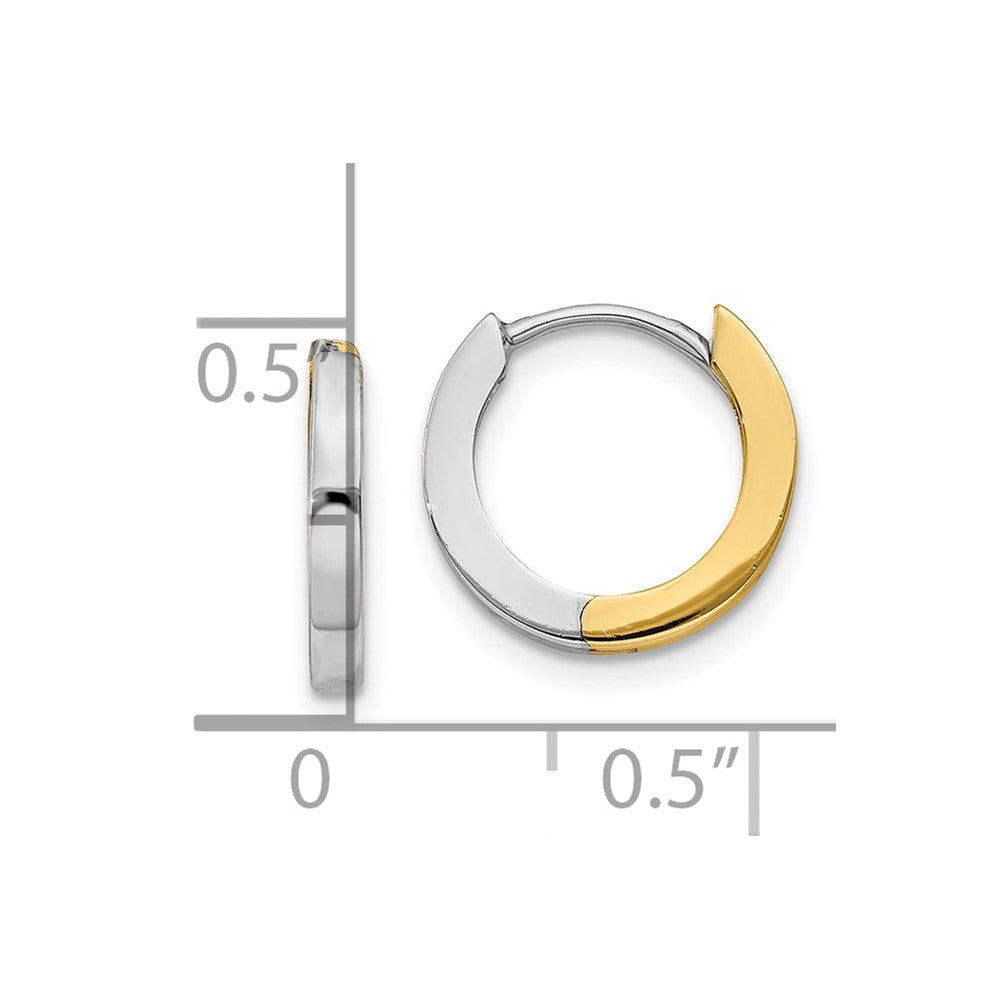 10k Two-tone 2 mm Round Hinged Hoop Earrings (1.23 grams)