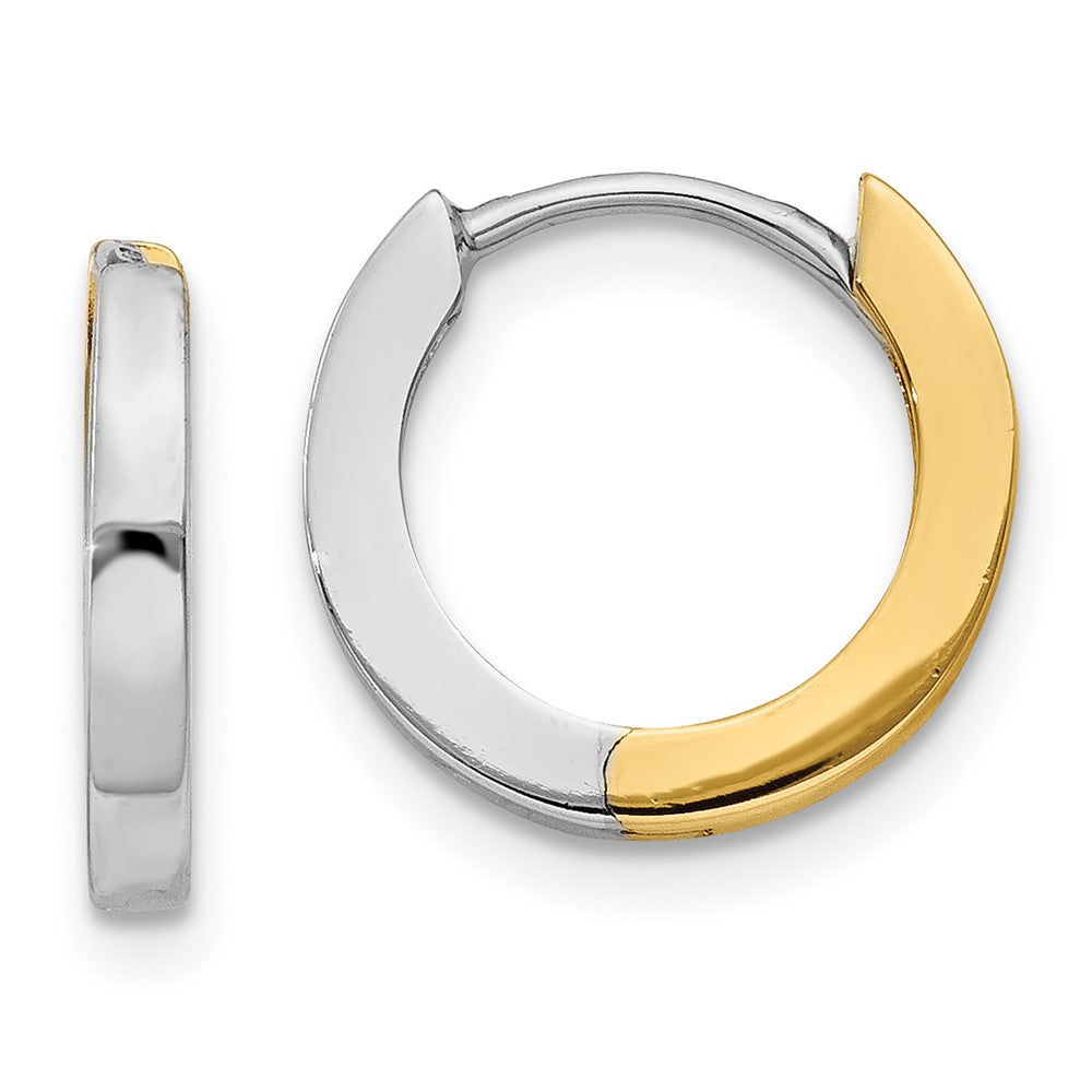 10k Two-tone 2 mm Round Hinged Hoop Earrings (1.23 grams)