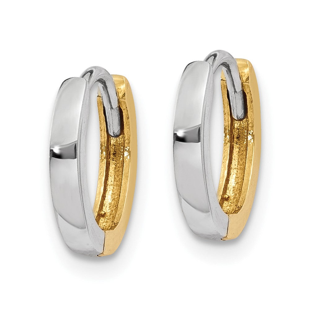 10k Two-tone 2 mm Hinged Hoop Earrings (0.72 grams)