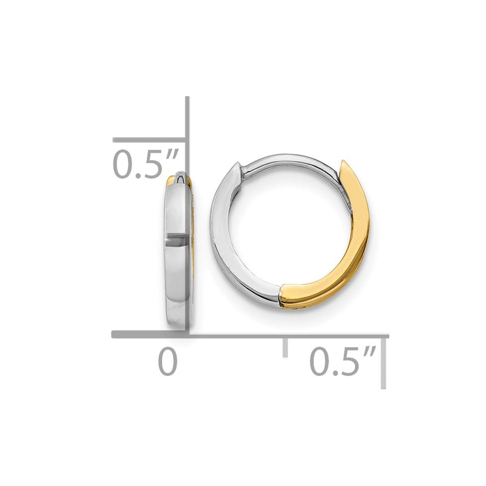 10k Two-tone 2 mm Hinged Hoop Earrings (0.72 grams)