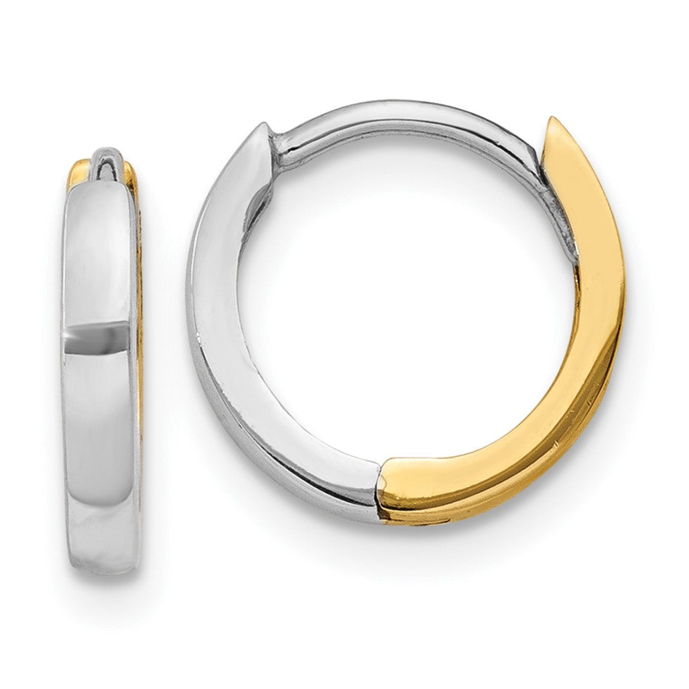 10k Two-tone 2 mm Hinged Hoop Earrings (0.72 grams)