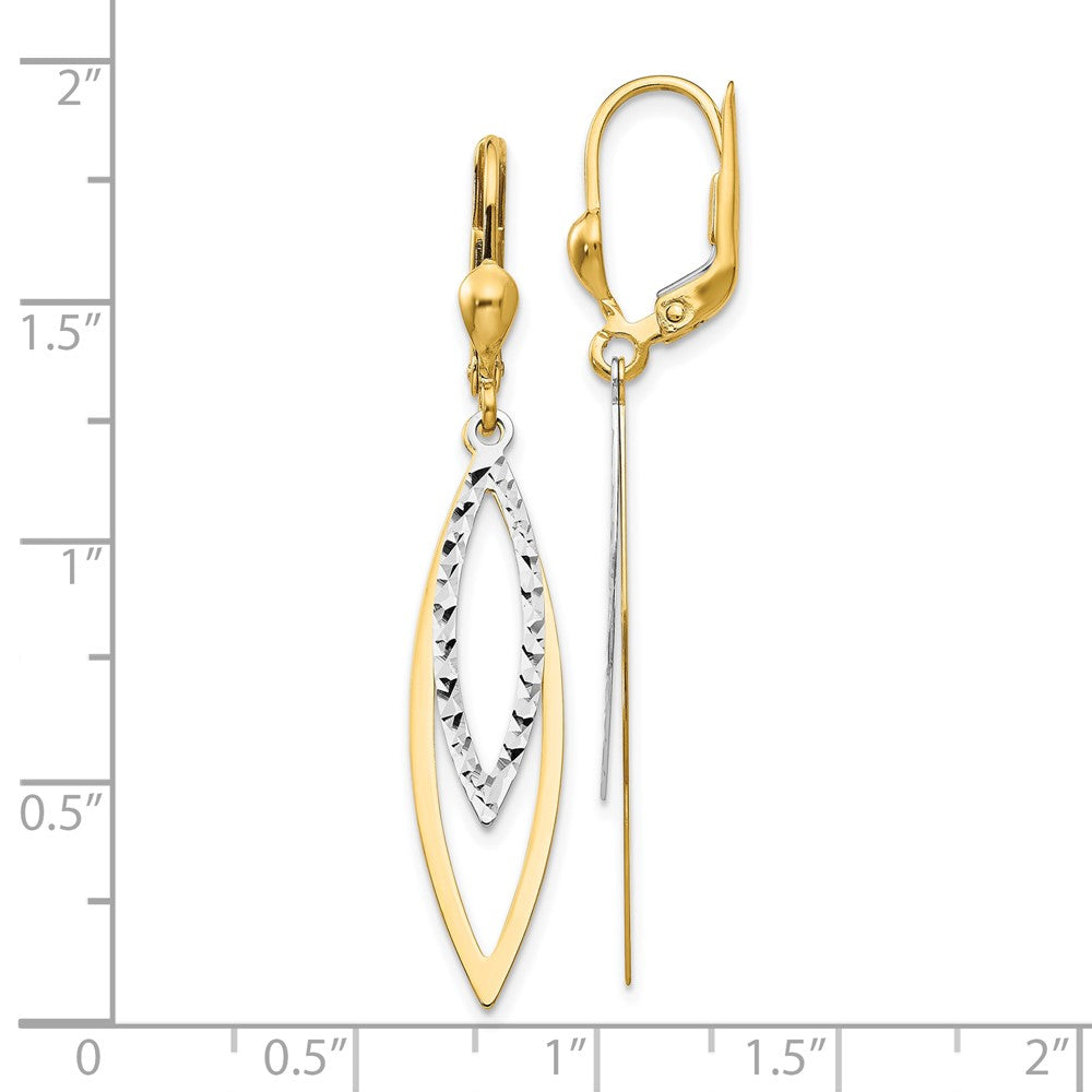 10k Two-tone 8 mm Diamond-cut Leverback Earrings (1.87 grams)