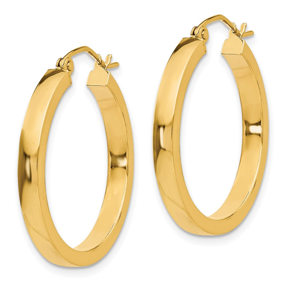 10k Yellow Gold 3 mm Square Tube Hoops (1.91 grams)