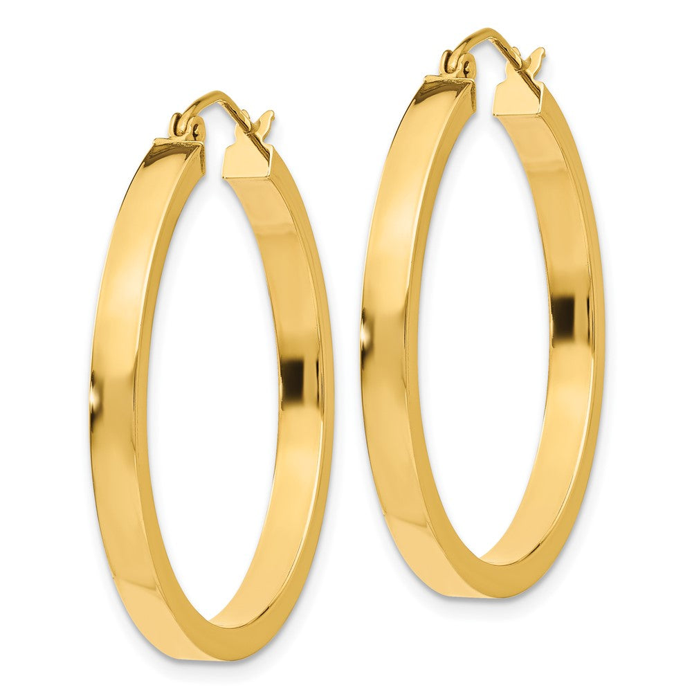 10k Yellow Gold 3 mm Square Tube Hoops (2.33 grams)