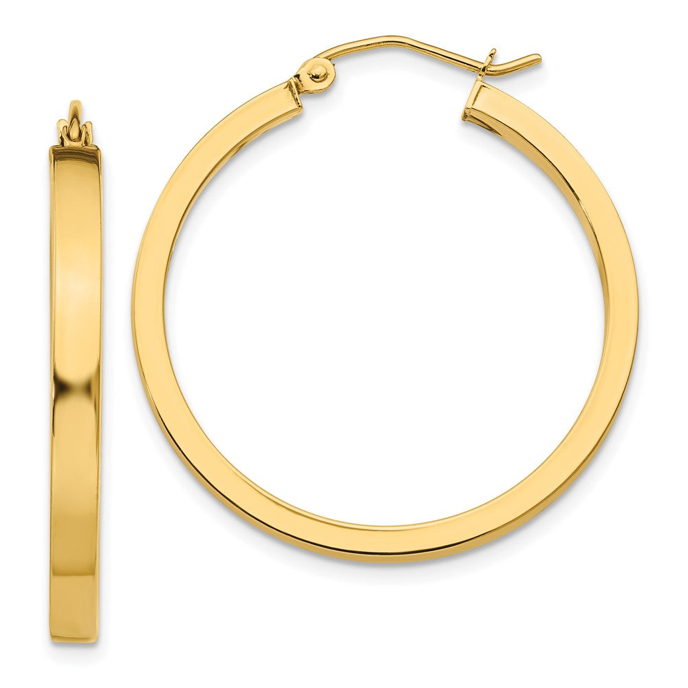 10k Yellow Gold 3 mm Square Tube Hoops (2.33 grams)