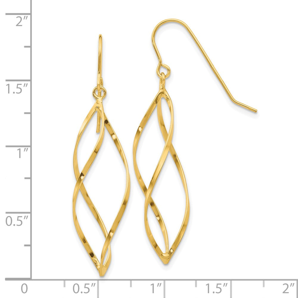 10k Yellow Gold 10 mm Twisted Dangle Earrings (1.42 grams)