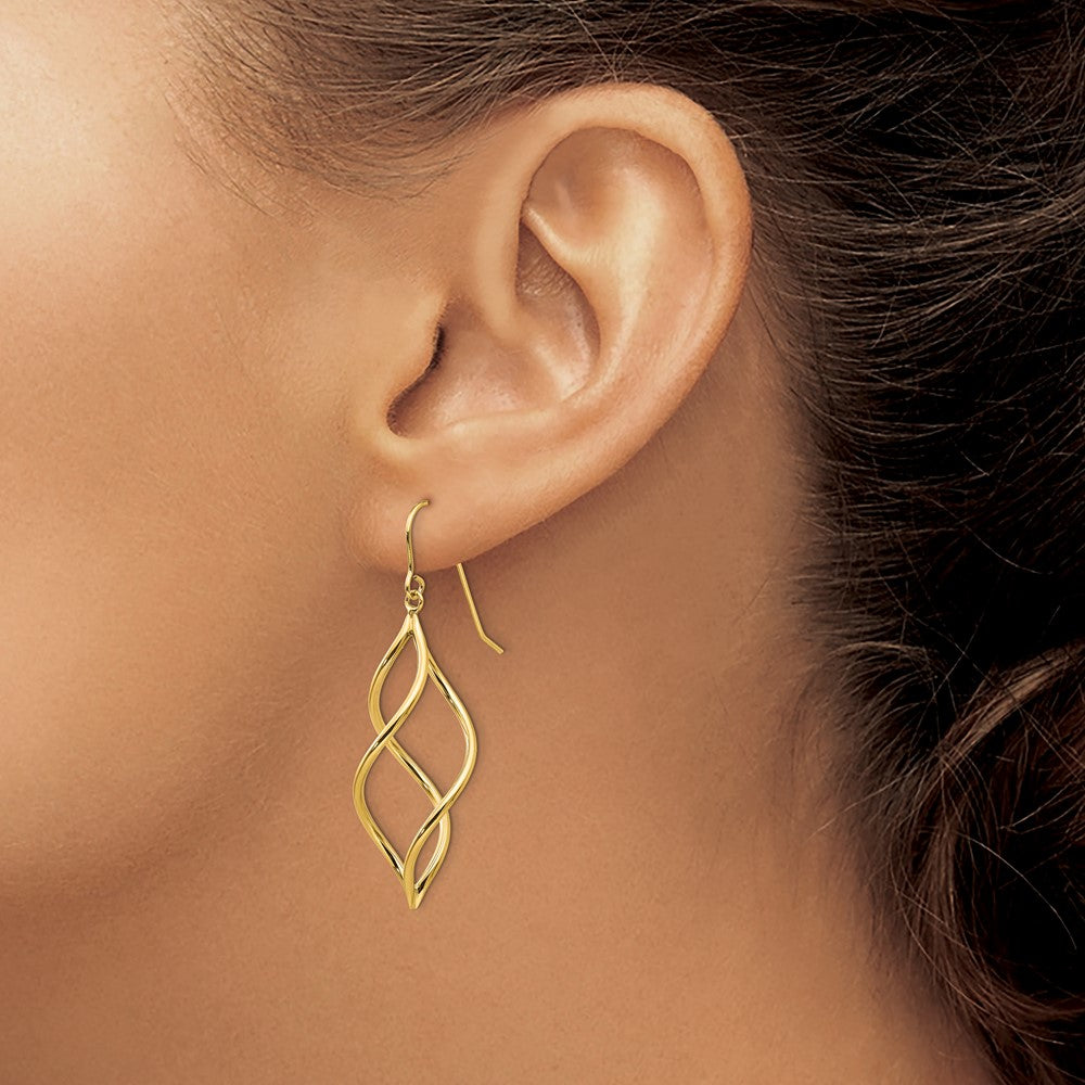 10k Yellow Gold 12 mm Twisted Dangle Earrings (1.94 grams)