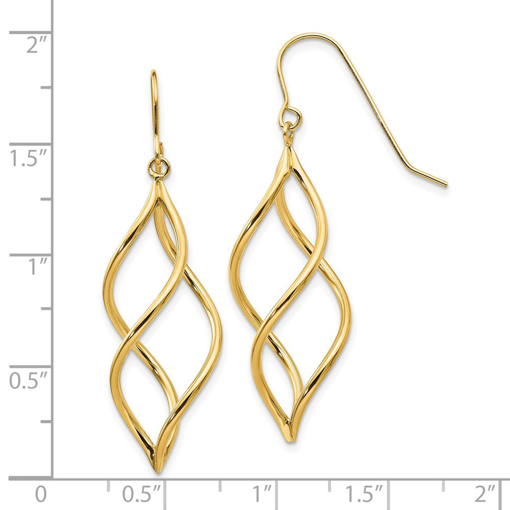 10k Yellow Gold 12 mm Twisted Dangle Earrings (1.94 grams)