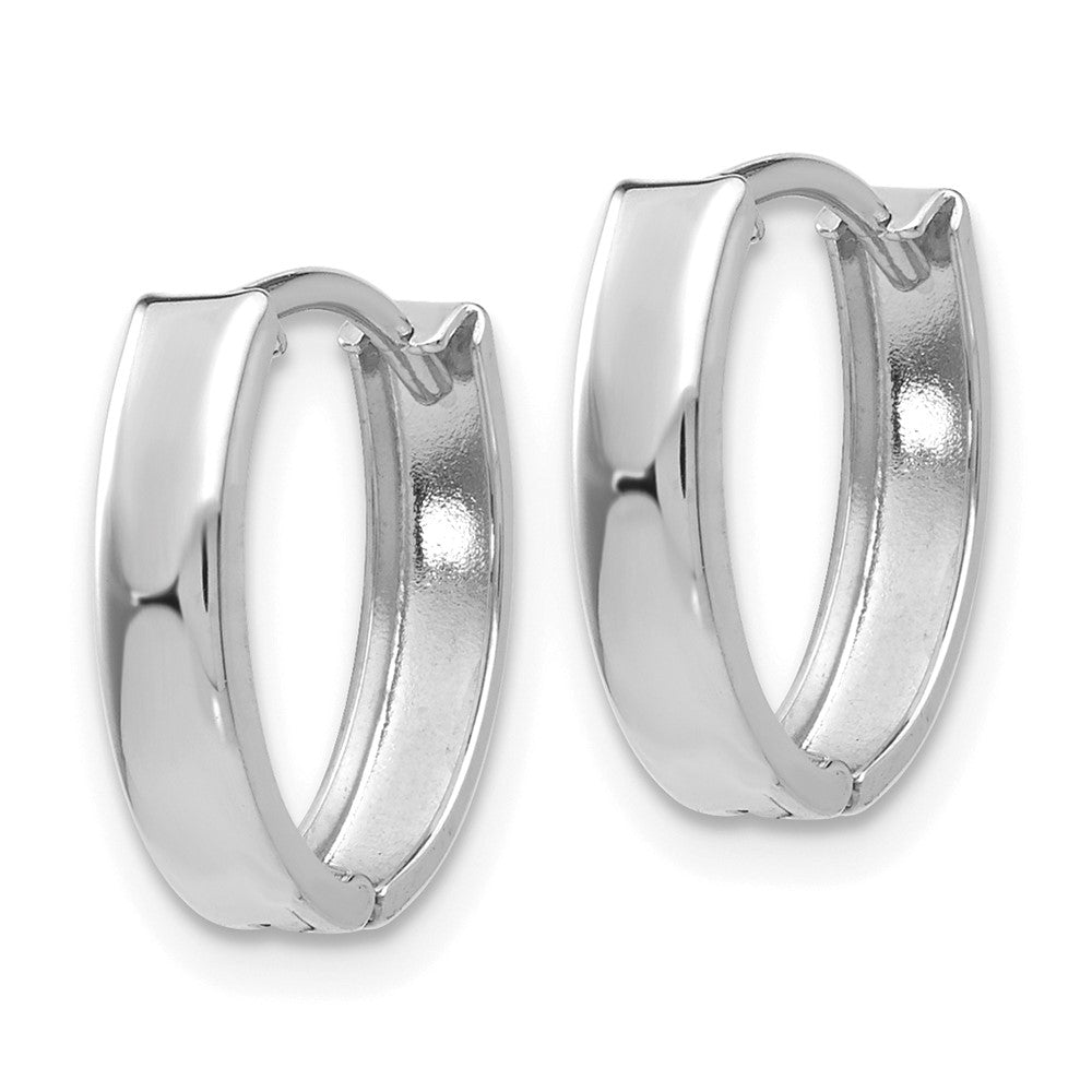 10k White Gold 10.9 mm Polished Hinged Hoop Earrings (1 grams)