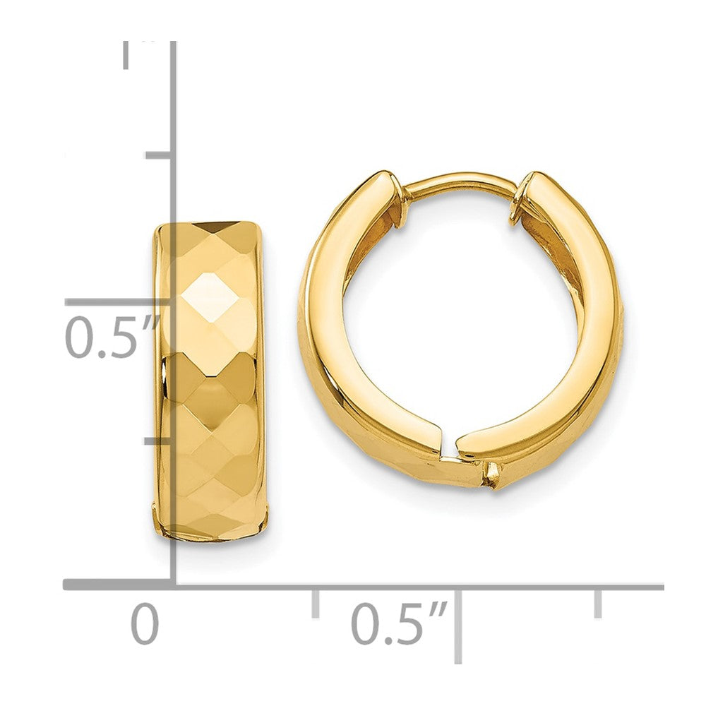 10k Yellow Gold 14 mm Textured Hinged Hoop Earrings (1.61 grams)