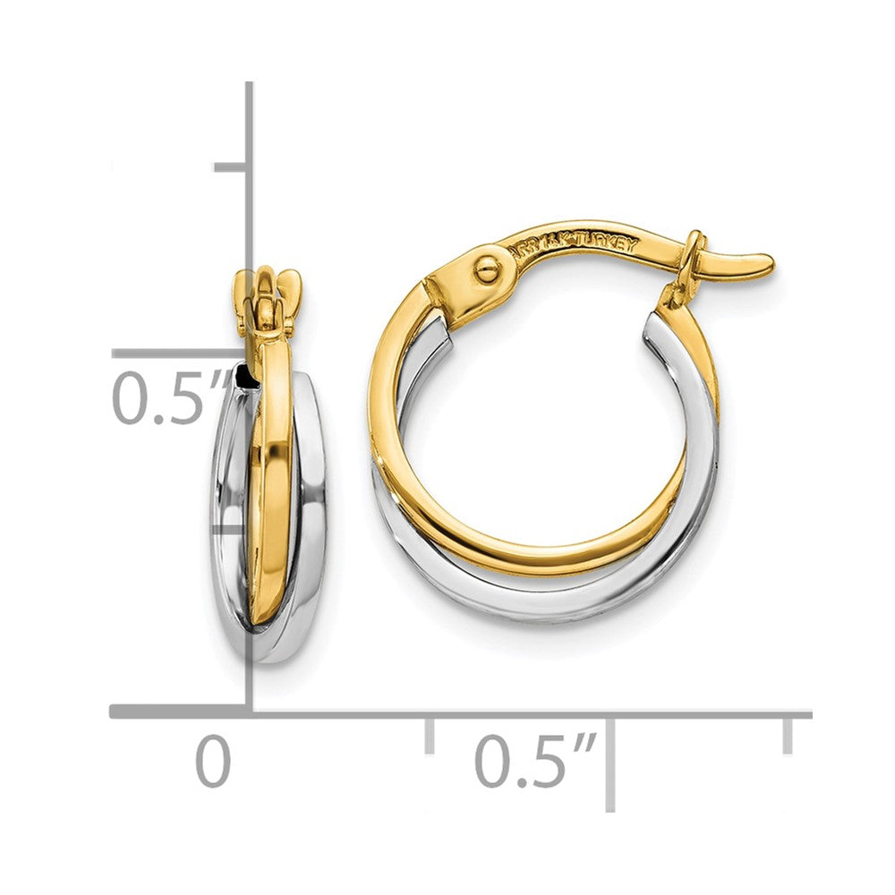 10k Two-tone 12 mm Polished Hollow Hoop Earrings (0.84 grams)