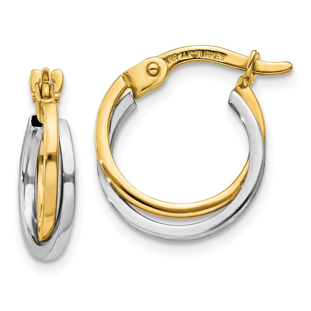 10k Two-tone 12 mm Polished Hollow Hoop Earrings (0.84 grams)